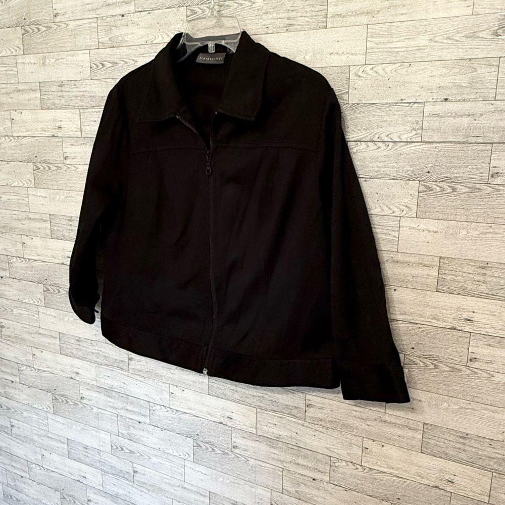 Women's Relativity Black Full Zip Jacket Size-Large Pockets Cotton/Spandex - Picture 9 of 12